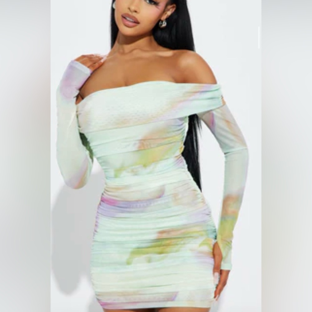 Fashion Nova Strapless Pastel Dress